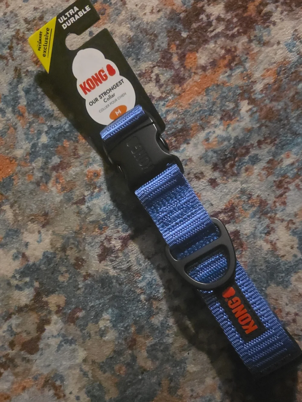 Kong Blue Nylon Dog Collar with Black Buckle and Red Logo Accent MEDIUM NWT